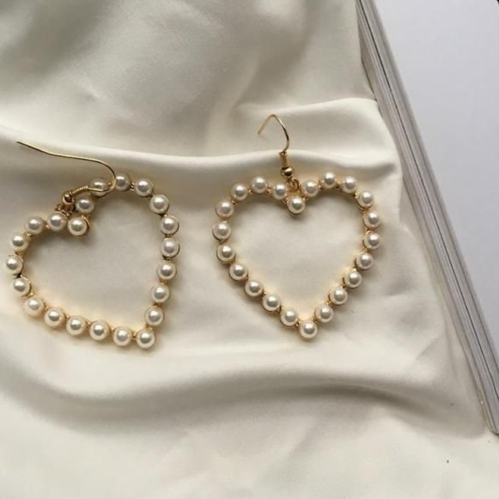 Open Heart Shape Drop Earrings